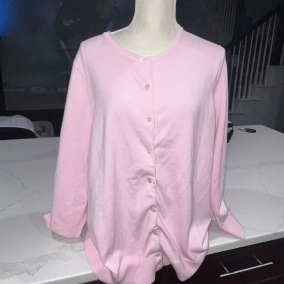Lands' End Women's Light Pink Button-Up Cardigan 2X - Picture 4 of 6